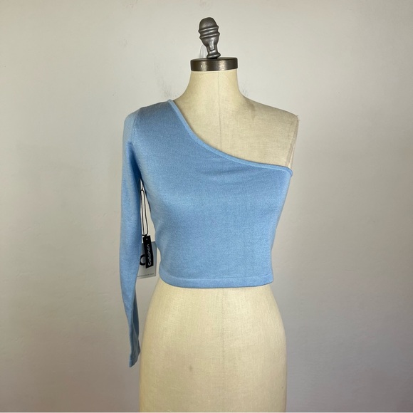 Callahan Tops - Callahan Blue One Shoulder Knit Top